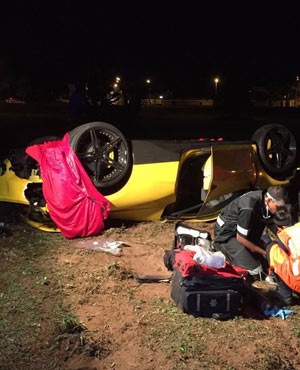 The driver of a Ferrari is in critical condition after the vehicle overturned in Durban North. (Supplied, Crisis Medical)