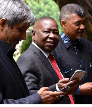 Adam Habib from Wits, Higher Education Minister Blade Nzimande and Ihron Rensburg from the University of Johannesburg