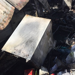 The freezer in which Heinrich Francis tried to hide from the flames. (Tammy Petersen)