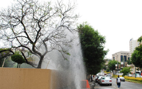 FILE: Water gushes out of a burst water pipe. Picture; EWN