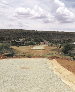 The unbuilt bridge that would link Nhole and the Chief’s Court sections of Taung village near Vryburg in the Dr Ruth Segomotsi Mompati District Municipality in North West. Picture: Poloko Tau