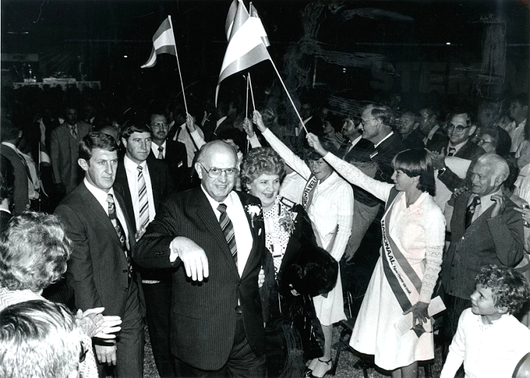 PW Botha, then president of SA, at a National Party rally in 1983. Picture: SUNDAY TIMES