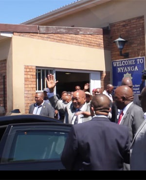 President Jacob Zuma at the Nyanga Police Station. (YouTube)