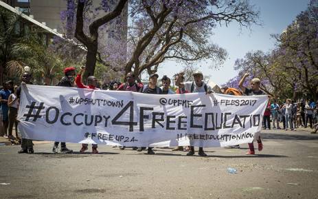 FILE: #FeesMustFall demonstrators protest outside the University of Pretoria during protests over tertiary education fees in Pretoria on 10 October 2016. Picture: EWN.