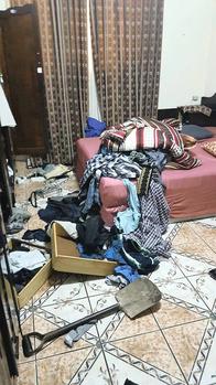 Shaik’s ransacked room after the brazen robbery.