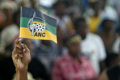 Hand holding an ANC flag. 